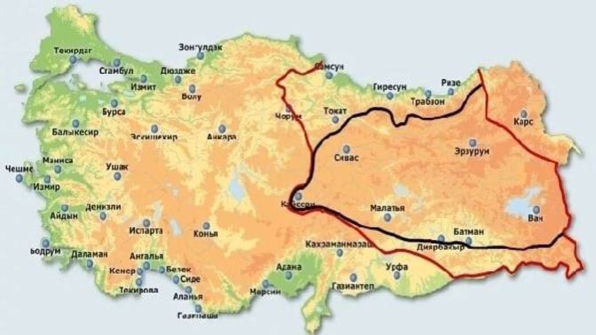 Границы автономной Западной Армении согласно Еникёйскому договору от 26 января 1914 года
