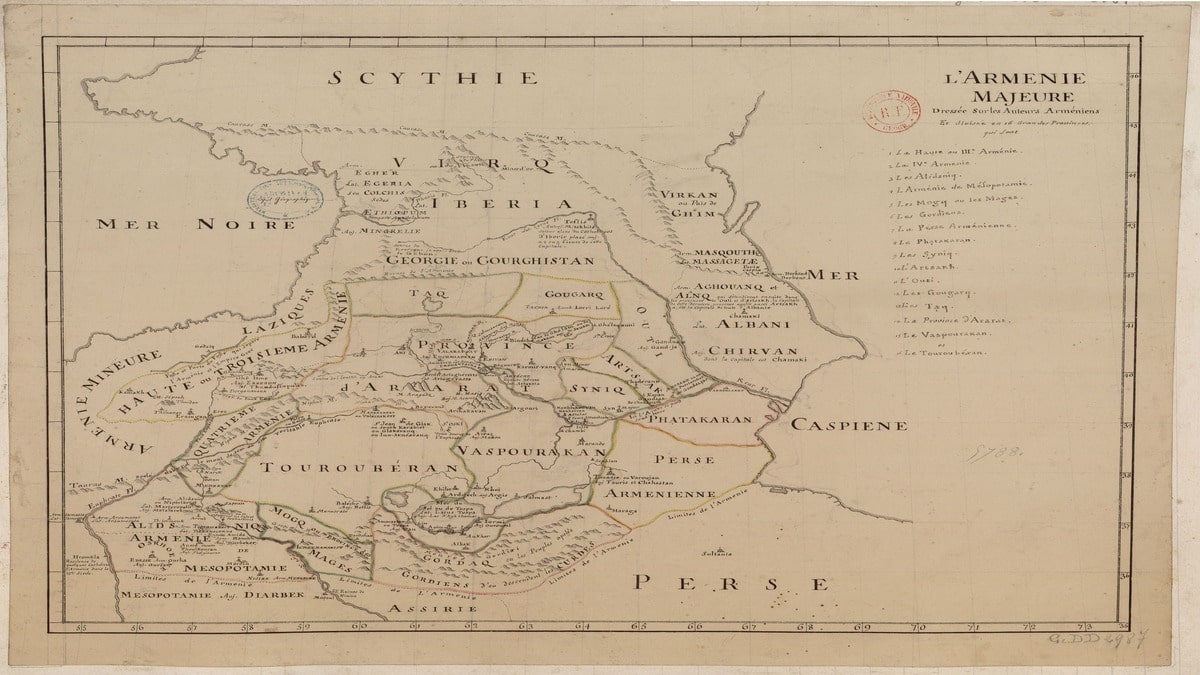 Карта 1788 года 16 областей Великой Армении, 10 Область – Арцах